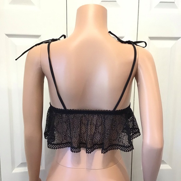 NWOT (2) Victorias Secret Black & Blue Lace Ruffle Bralettes Size Large - Picture 6 of 9